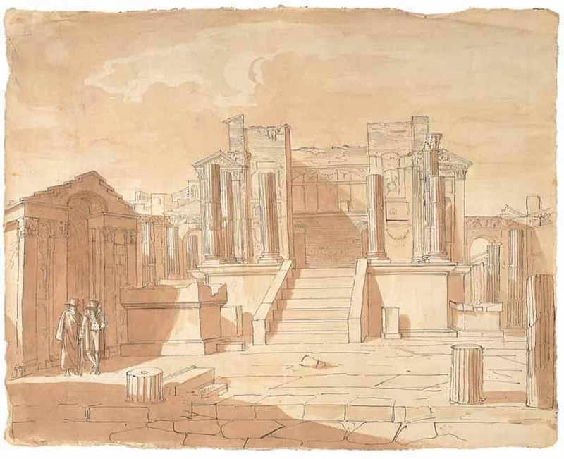 Luigi Basiletti-65-Veduta del Tempio di Iside a Pompei